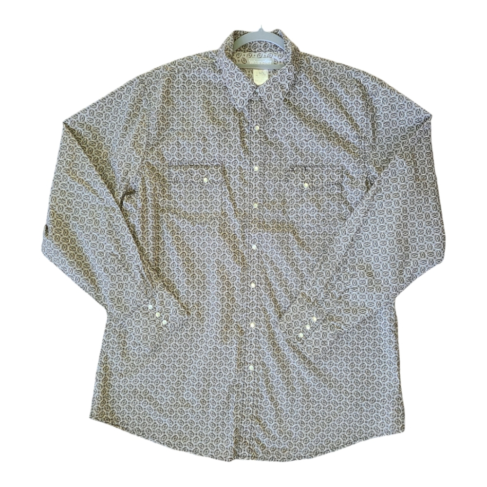 Wrangler vintage button-up pearl snaps Paisley‎ men's size xl tall wrangler